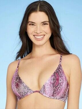 SHADE & SHORE Pink Snake Print Underwire Bikini Top NWT